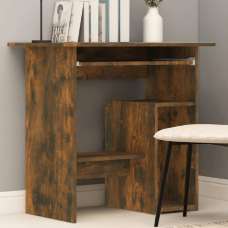 Allston Wooden Laptop Desk With 2 Shelves In Smoked Oak - UK