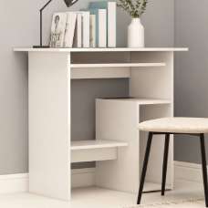 Allston Wooden Laptop Desk With 2 Shelves In White - UK