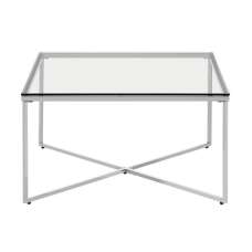 Alluras Clear Glass End Table With Silver Metal Frame - UK