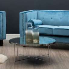 Alluras Silver Glass Coffee Table With Chrome Frame - UK