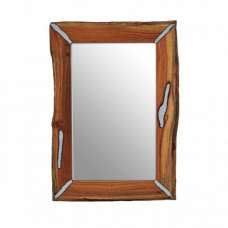 Almory Rectangular Wall Bedroom Mirror In Natural Frame - UK