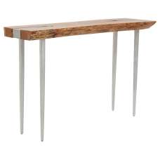 Almory Wooden Console Table In Natural And Silver - UK