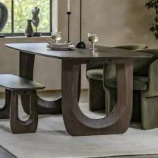 Alofi Mango Wood Dining Table Rectangular In Walnut - UK