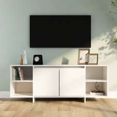 Aloha Wooden TV Stand With 2 Doors In White - UK