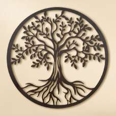 Alperton Metal Round Tree Wall Art In Dark Brown - UK