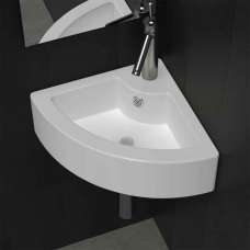 Alpharetta Wall Hung Corner Basin Without Waste 450mm Wide 1TH - White - UK