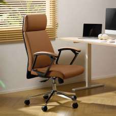 Alpine Faux Leather High-Backed Home And Office Chair - Tan - UK