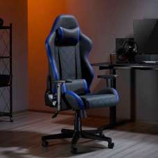 Alpine Faux Leather Home And Office Gaming Chair - Blue Black - UK