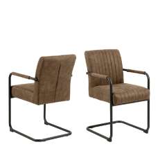 Alpine Light Brown Fabric Dining Chairs With Metal Frame In Pair - UK