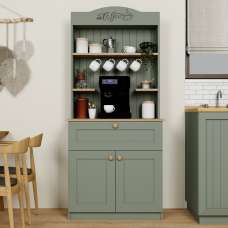 Alreno Wooden Coffee Station Cabinets with 2 Doors in Green - UK