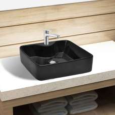 Altoona Rectangular Countertop Basin Without Waste 480mm Wide 1TH - Black - UK