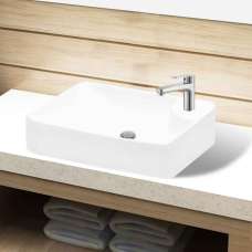 Altoona Rectangular Countertop LH Basin Without Waste 440mm Wide 1TH - White - UK