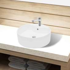 Altoona Round Countertop Basin Without Waste 465mm Wide 1TH - White - UK