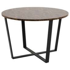 Altoona Wooden Round Dining Table In Brown Marble Effect - UK