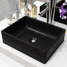 Alva Rectangular Countertop Basin 410mm Wide Without Waste 0TH - Black - UK