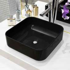 Alva Square Countertop Basin Without Waste 390mm Wide 0TH - Black - UK