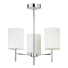 Alva White Glass Faux Shades 3 Ceiling Lights In Chrome - UK