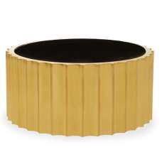 Alvara Round Black Glass Top Coffee Table With Titanium Base - UK