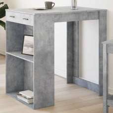 Alvero Wooden Rectangular Bar Table With 1 Drawer In Concrete Grey - UK