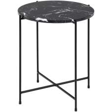 Alvina Small Marble Round Side Table - Black - UK