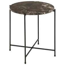 Alvina Small Marble Round Side Table - Brown Emperador - UK