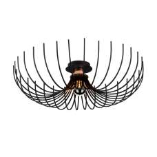 Aspendos Large Metal Semi-Flush Ceiling Light in Black - UK
