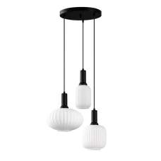 Asker Metal Ribbed Glass Ceiling Light in Black and White - UK