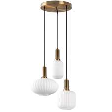 Asker Metal Ribbed Glass Cluster Pendant Light in Gold and White - UK