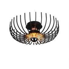 Aspendos Small Metal Semi-Flush Ceiling Light in Black - UK