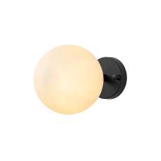 Atmaca White Glass Wall Light in Black and Cream - UK