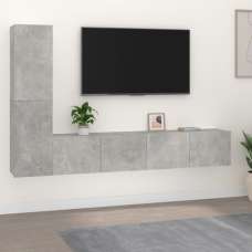 Alyria Wooden Living Room Furniture Set In Concrete Effect - UK