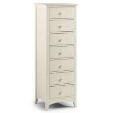 Caelia Narrow Chest of Drawers In Stone White With 7 Drawers - UK