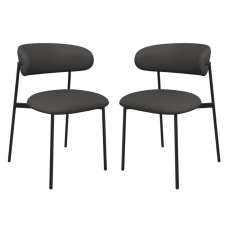 Amarillo Dark Grey Faux Leather Dining Chairs In Pair - UK