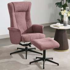 Amarillo Fabric Recliner Chair With Stool - Rose - UK