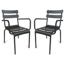 Amarillo Garden Anthracite Aluminium Armchair in Pair - UK