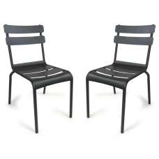 Amarillo Garden Anthracite Aluminium Side Chair in Pair - UK