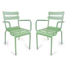 Amarillo Garden Olive Green Aluminium Armchair in Pair - UK