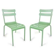 Amarillo Garden Olive Green Aluminium Side Chair in Pair - UK