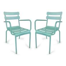 Amarillo Garden Pastel Blue Aluminium Armchair in Pair - UK