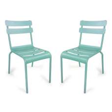 Amarillo Garden Pastel Blue Aluminium Side Chair in Pair - UK