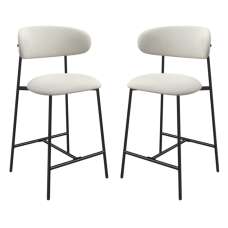 Amarillo Ivory Fabric Bar Chairs In Pair - UK