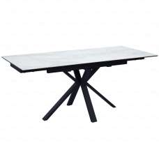 Amarillo Large Ceramic Glass Extending Dining Table In White - UK