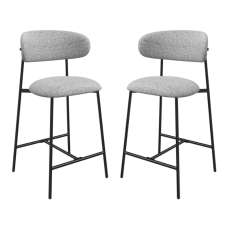 Amarillo Light Grey Fabric Bar Chairs In Pair - UK