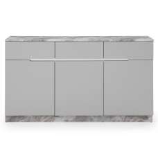 Amarillo Marble Top Sideboard In Grey Paper With Wooden Base - UK