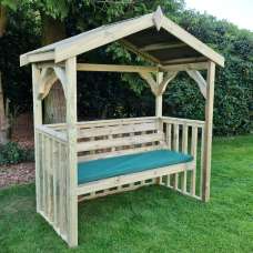 Amastone Large Wooden Garden Seating Shelter In Natural - UK