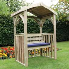 Amastone Small Wooden Garden Seating Shelter In Natural - UK