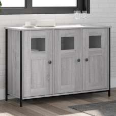 Ambon Wooden Sideboard With 3 Doors In Grey Sonoma Oak - UK