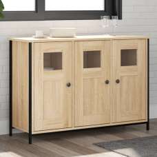 Ambon Wooden Sideboard With 3 Doors In Sonoma Oak - UK