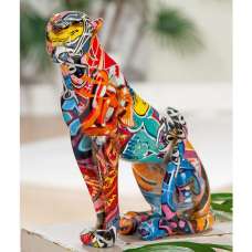 Amelia Leopard Pop Art Poly Design Sculpture In Multicolor - UK