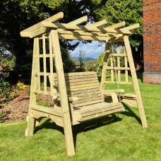 Amersham Wooden Garden Swing Seat In Natural - UK